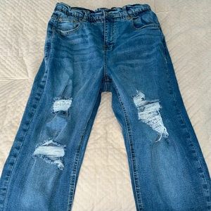VANILLA STAR high waisted straight jeans! Mid light blue with rips. Never worn